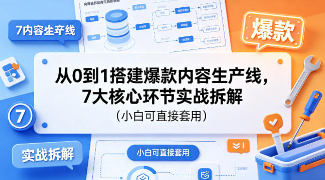 从0到1搭建爆款内容生产线，7大核心环节实战拆解(小白可直接套用)-90网