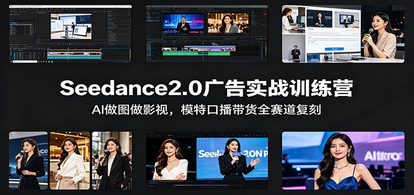 Seedance2.0广告实战训练营：AI做图做影视，模特口播带货全赛道复刻-极栈网络