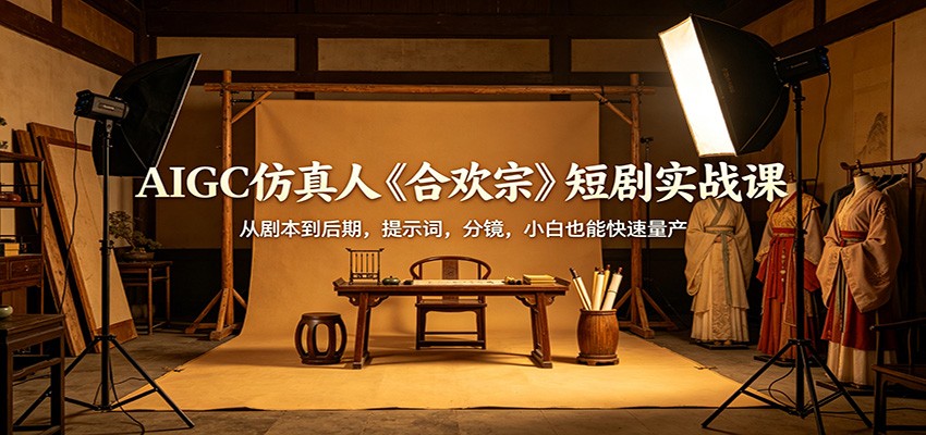 AIGC仿真人《合欢宗》短剧实战课：从剧本到后期，提示词，分镜，小白也能快速量产-极栈网络
