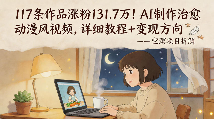 117条作品涨粉131.7W！AI制作治愈动漫风视频，详细教程+变现方向-怪兽网创俱乐部