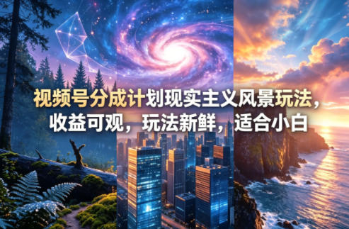 视频号分成计划现实主义风景玩法，收益可观，玩法新鲜，适合小白-优优云网创