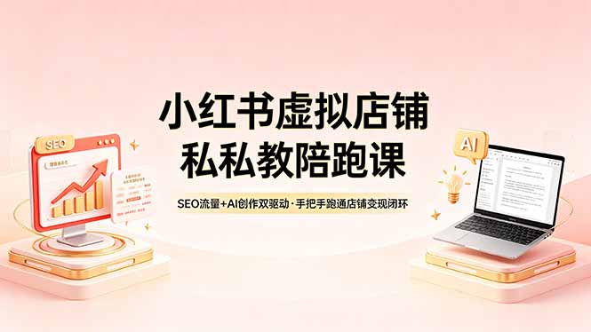 小红书虚拟店铺私教陪跑课，SEO流量+AI创作双驱动，手把手跑通店铺变现闭环-网创百晓生