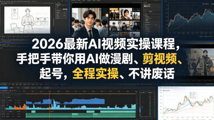 2026最新AI视频实操课程，手把手带你用AI做漫剧、剪视频、起号，全程实操、不讲废话-小白项目网