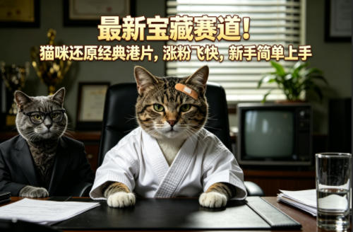 最新宝藏赛道!猫咪还原经典港片,涨粉飞快,新手简单上手-90网