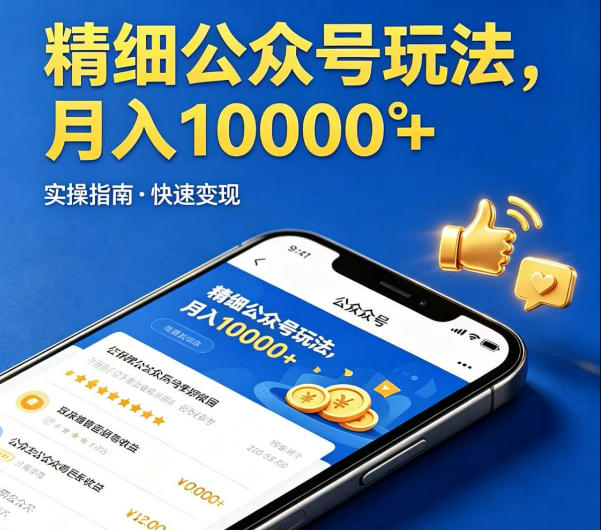 精细化公众号玩法，我们给你提供文章，你来负责发布，收益可观，月入1W+【揭秘】-90网