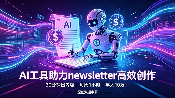 （18279期）做newsletter怕费时间？AI工具帮你30分钟出内容，每周1小时，年入10万+【原创双语字幕】-极栈网络