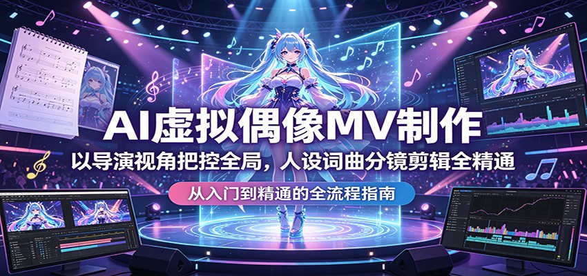 AI虚拟偶像MV制作：以导演视角把控全局，人设词曲分镜剪辑全精通-怪兽网创俱乐部
