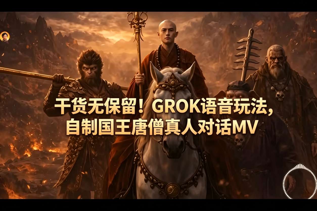 干货无保留！GROK语音玩法，自制国王唐僧真人对话MV-90网