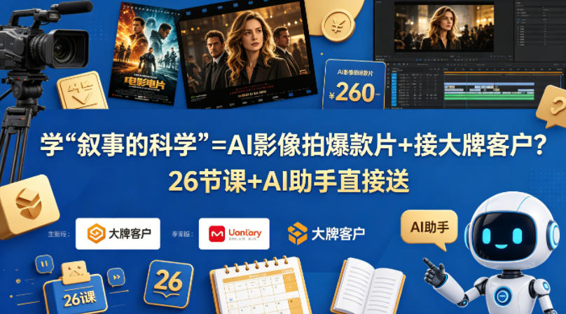 学《叙事的科学》=AI影像拍爆款片+接大牌客户？26节课+AI助手直接送【原创双语字幕】-小白项目网