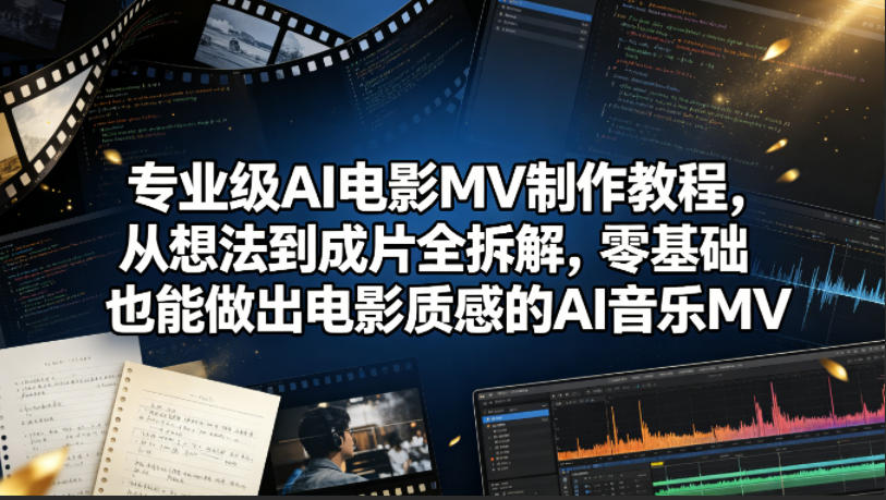 专业级AI电影MV制作教程，从想法到成片全拆解，零基础也能做出电影质感的AI音乐MV亿创资源网_优质资源分享平台_一站式资源获取亿创资源网 | 优质资源分享平台_一站式资源获取