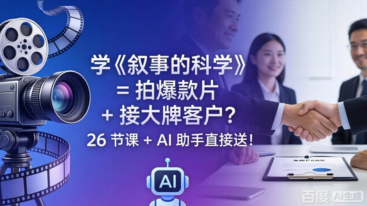 （18302期）学《叙事的科学》= 拍爆款片 + 接大牌客户？26 节课 + AI 助手直接送！-极栈网络