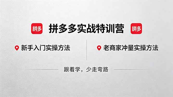 （18309期）拼多多实战特训营(更新5月3)：不管是新手入门或老商家冲量，都有实操方法，跟着学，少走弯路-邪修侠 - 演示