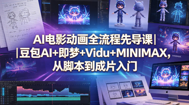 AI电影动画全流程先导课｜豆包AI+即梦+Vidu+MINIMAX，从脚本到成片入门-小白项目网