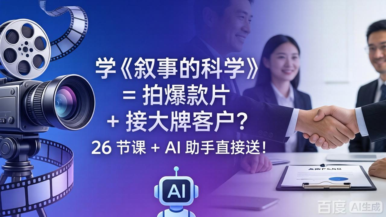 学《叙事的科学》= 拍爆款片 + 接大牌客户？26 节课 + AI 助手直接送！-网创百晓生