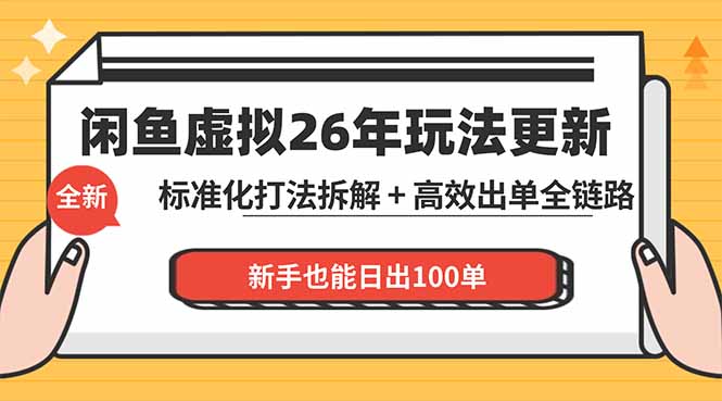 闲鱼虚拟从0到1系统化运营课程：标准化打法拆解 + 高效出单全链路教学，新手也能日出100单-网创百晓生