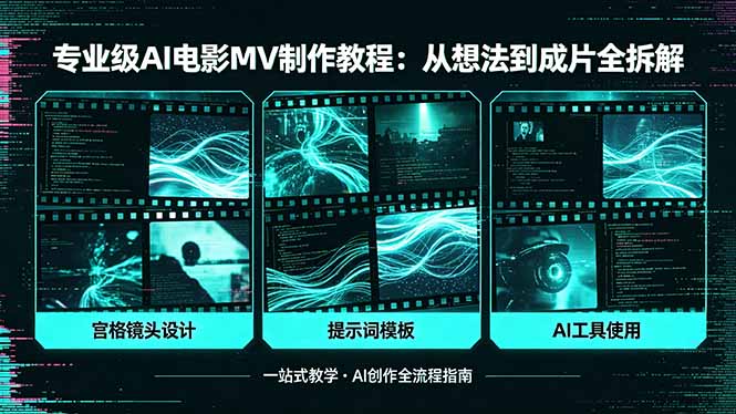 专业级AI电影MV制作教程，从想法到成片全拆解，宫格镜头+提示词模板+AI工具一站式教学-网创百晓生