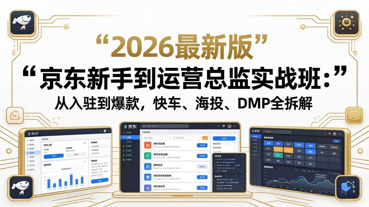 京东新手到运营总监实战班：从入驻到爆款，快车、海投、DMP全拆解，2026最新版-网创百晓生