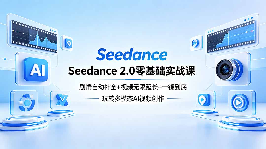 Seedance 2.0零基础实战课：剧情自动补全+视频无限延长+一镜到底：玩转多模态AI视频创作-网创百晓生