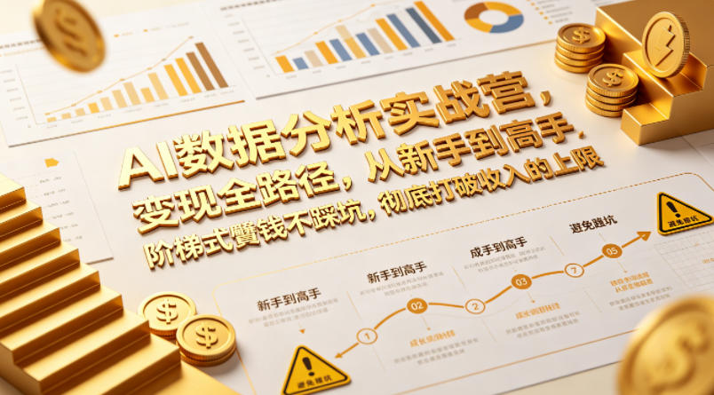 AI数据分析实战营，变现全路径，从新手到高手，阶梯式賺钱不踩坑，彻底打破收入的上限-90网