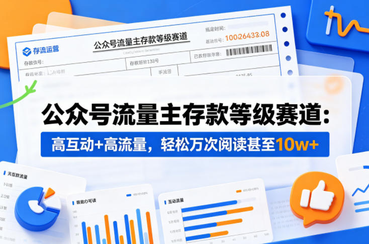 公众号流量主之存款等级赛道，高互动+高流量，轻松达到万次阅读，甚至10w+-小白项目网