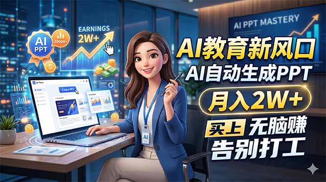 AI教育新风口，AI自动生成PPT，月入2W+，无脑赚，告别打工-网创百晓生
