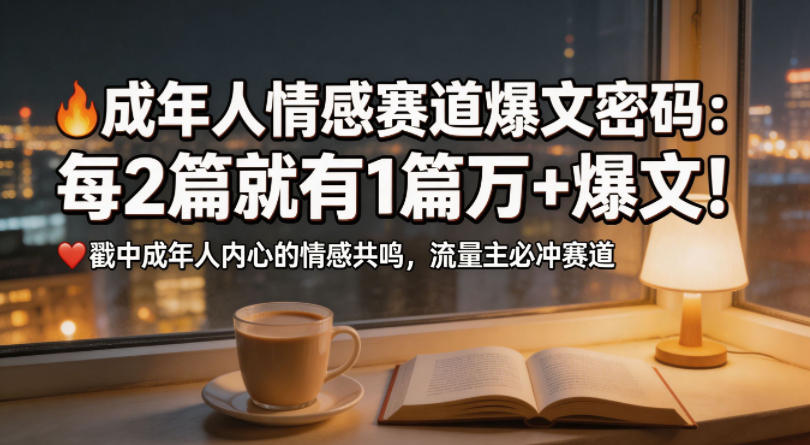 公众号流量主成年人情感心理赛道，流量最大，受众最广的主流赛道之一，平均每2篇就有1篇万爆文章-小白项目网
