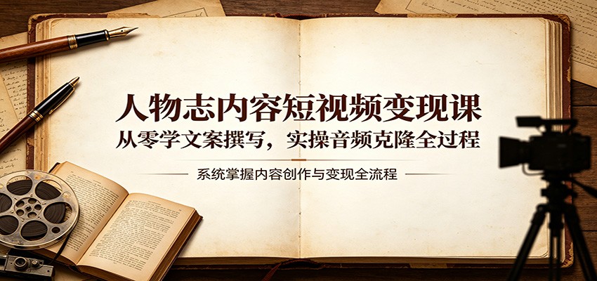 人物志内容短视频变现课：从零学文案撰写，实操音频克隆全过程-小白项目网