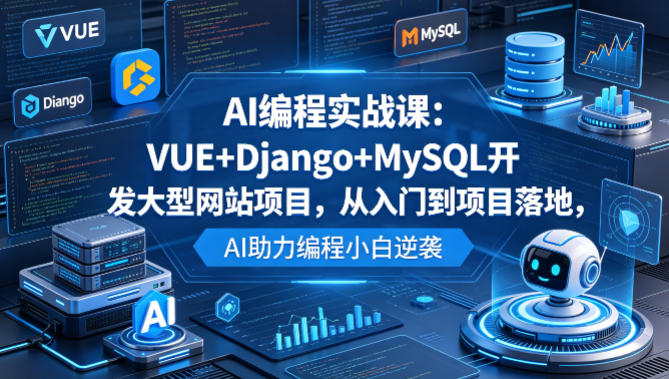 AI编程实战课：VUE+Django+MySQL开发大型网站项目，从入门到项目落地，AI助力编程小白逆袭-90网