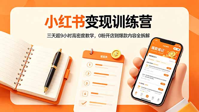 小红书变现训练营：三天超9小时高密度教学，0粉开店到爆款内容全拆解-网创百晓生