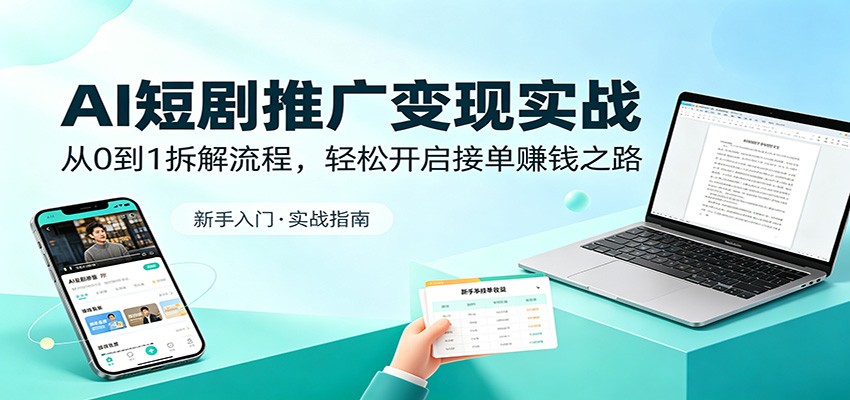 AI短剧推广变现实战：从0到1拆解流程，轻松开启接单赚钱之路-网创百晓生