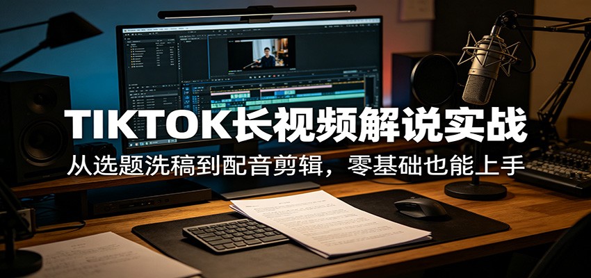 TIKTOK长视频解说实战：从选题洗稿到配音剪辑，零基础也能上手-网创百晓生