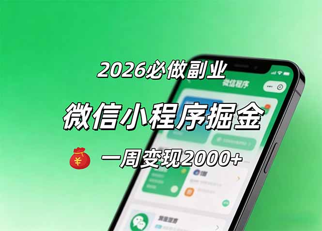 2026微信小程序掘金，简单好上手，一周变现2000+-网创百晓生