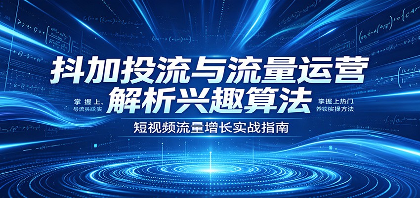 抖加投流与流量运营：解析兴趣算法，掌握上热门、养铁粉实操方法