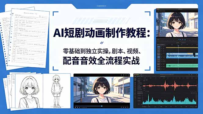 AI短剧动画制作教程：零基础到独立实操，剧本、视频、配音音效全流程实战-网创百晓生