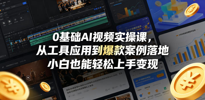 0基础AI视频实操课，从工具应用到爆款案例落地，小白也能轻松上手变现-小白项目网