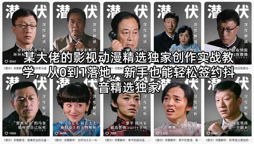某大佬的影视动漫精选独家创作实战教学，从0到1落地，新手也能轻松签约抖音精选独家-小白项目网