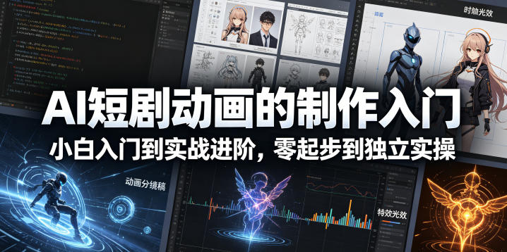 AI短剧动画的制作入门，小白入门到实战进阶，零起步到独立实操-小白项目网