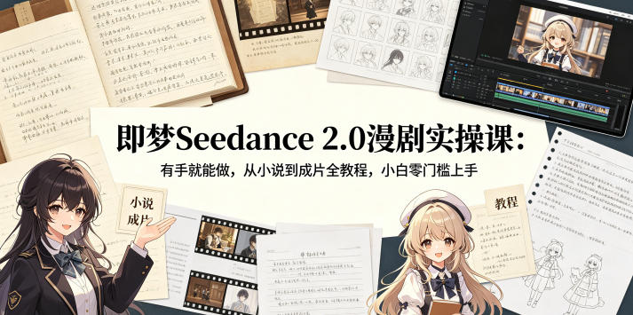 即梦Seedance 2.0漫剧实操课：有手就能做，从小说到成片全教程，小白零门槛上手-小白项目网