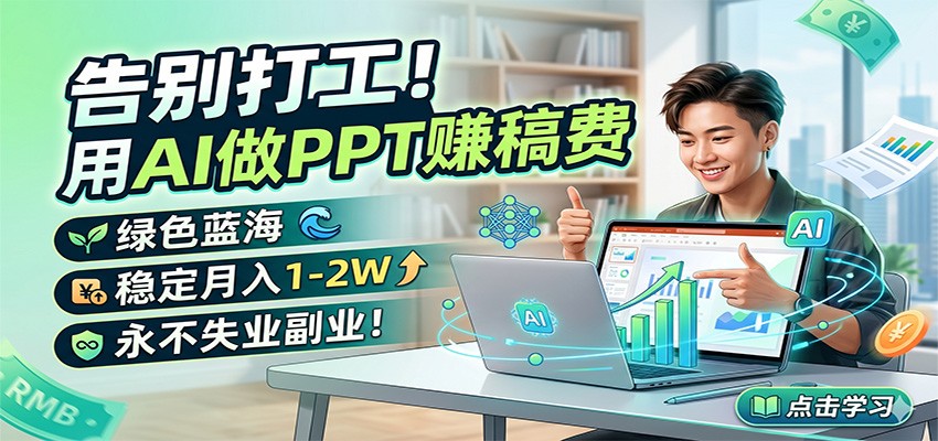 告别打工！用AI做PPT赚稿费，绿色蓝海，稳定月入1-2W，永不失业副业！-网创百晓生