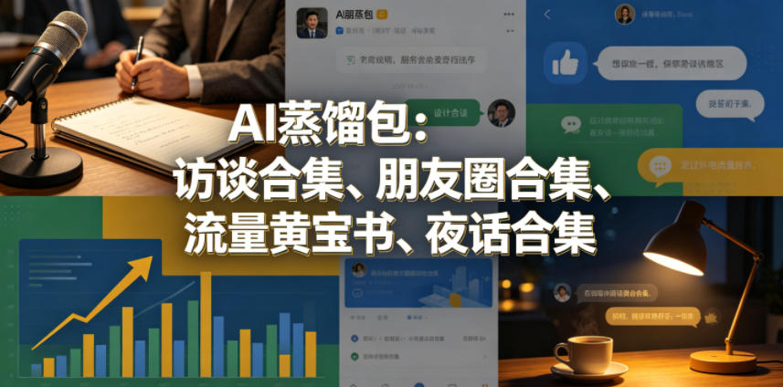 AI蒸馏包:访谈合集、朋友圈合集、流量黄宝书、夜话合集【文档】-优优云网创