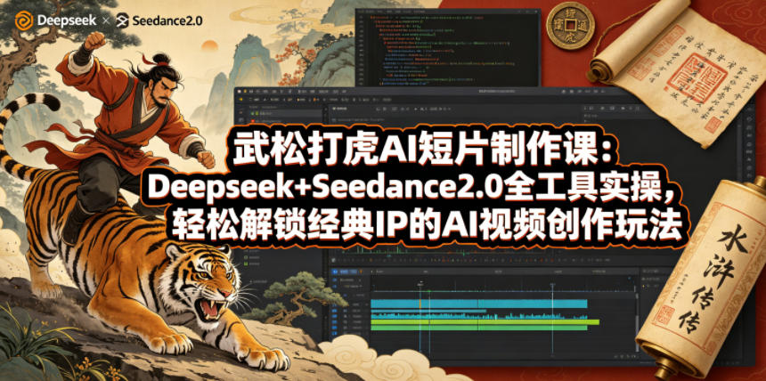 武松打虎AI短片制作课：Deepseek+Seedance2.0全工具实操，轻松解锁经典IP的AI视频创作玩法-小白项目网