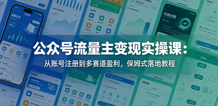 公众号流量主变现实操课：从账号注册到多赛道盈利，保姆式落地教程-小白项目网