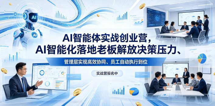 AI智能体实战创业营26年4月23-25号线下课,AI智能化落地老板解放决策压力、管理层实现高效协同、员工自动执行到位-90网