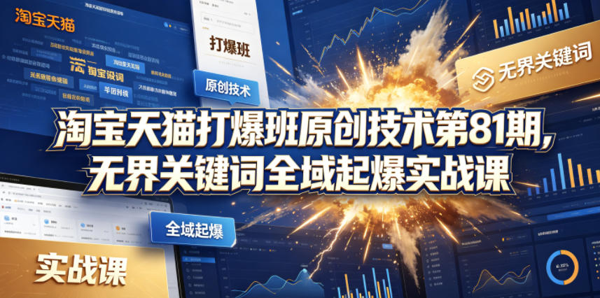 淘宝天猫打爆班原创技术第81期,无界关键词全域起爆实战课-90网