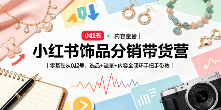 小红书饰品分销带货营｜零基础从0起号，选品+流量+内容全闭环手把手带教-怪兽网创俱乐部