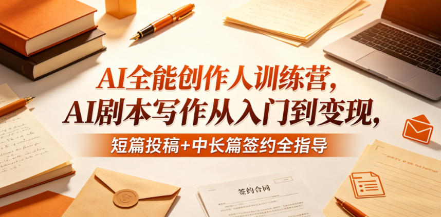 AI全能创作人训练营，AI剧本写作从入门到变现，短篇投稿+中长篇签约全指导-小白项目网