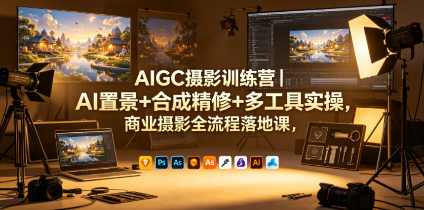 AIGC摄影训练营|AI置景+合成精修+多工具实操,商业摄影全流程落地课-90网