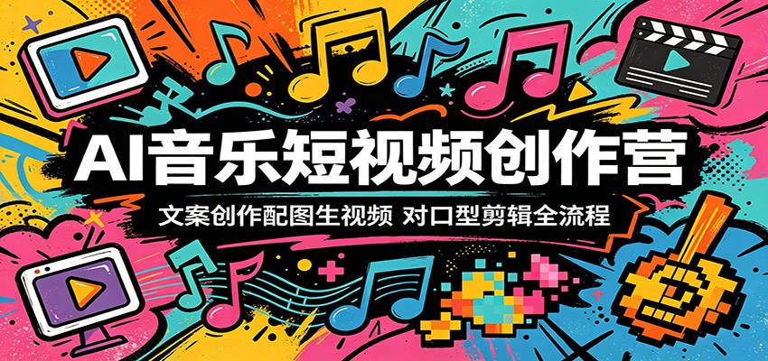 AI音乐短视频创作营：文案创作配图生视频，对口型剪辑全流程-网创百晓生