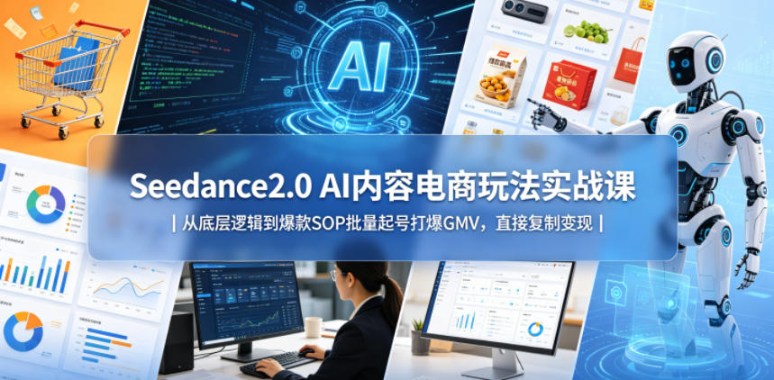 Seedance2.0 AI内容电商玩法实战课｜从底层逻辑到爆款SOP批量起号打爆GMV，直接复制变现-优优云网创
