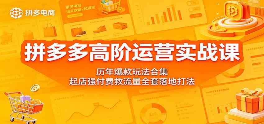 拼多多高阶运营实战课：历年爆款玩法合集，起店强付费救流量全套落地打法-优优云网创